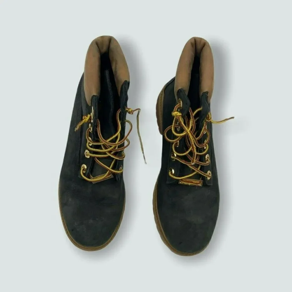 Timberland 6-Inch Premium Boots Mens Navy Blue Tan Good Waterproof‎ Nubuck